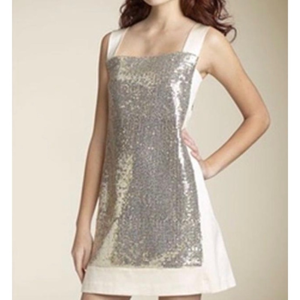 Nanette Lepore Twilight Shift Dress Size 4 Gold Sequined